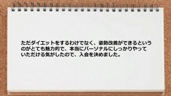 ただダイエットをするわけでなく姿勢改善ができるのが魅力的です