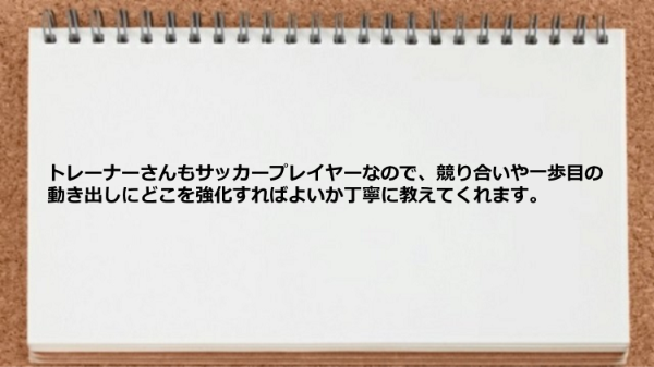 競り合いや一歩目の動き出しにどこを強化すればよいかを教えてくれます。