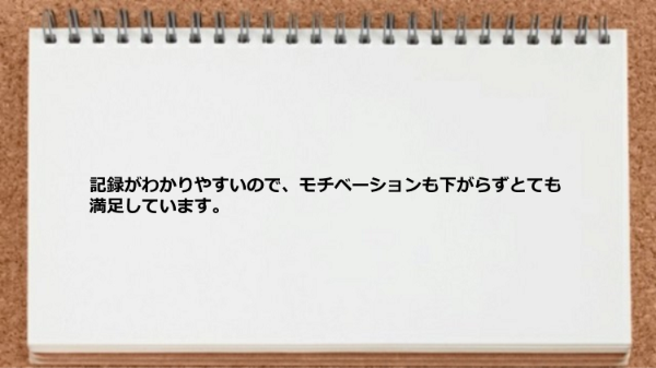 記録がわかりやすいので、モチベーションも下がらずとても満足しています。