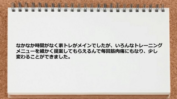 トレーニングメニューを細かく提案してもらえた