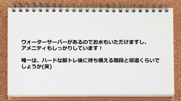 ウォーターサーバーやアメニティもしっかりしています。