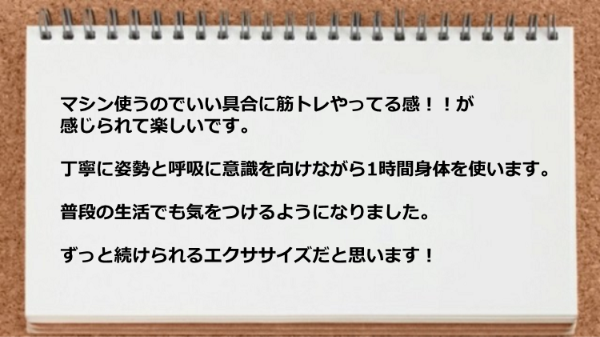 マシン使うのでいい具合に筋トレやってる感が感じられます