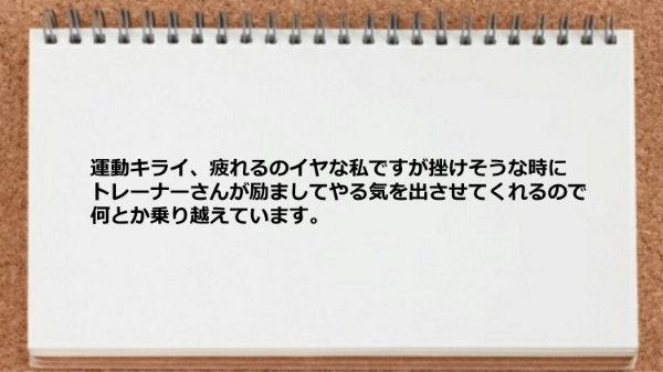 トレーナーが励ましてやる気を出させてくれます。