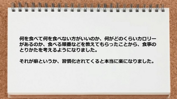 食事を食べる順番や食べ方などを自分で考えられるようになった